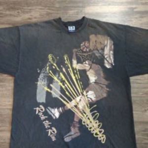 Black Painted Graphic Rock The Rim Basketball Tee Size XL